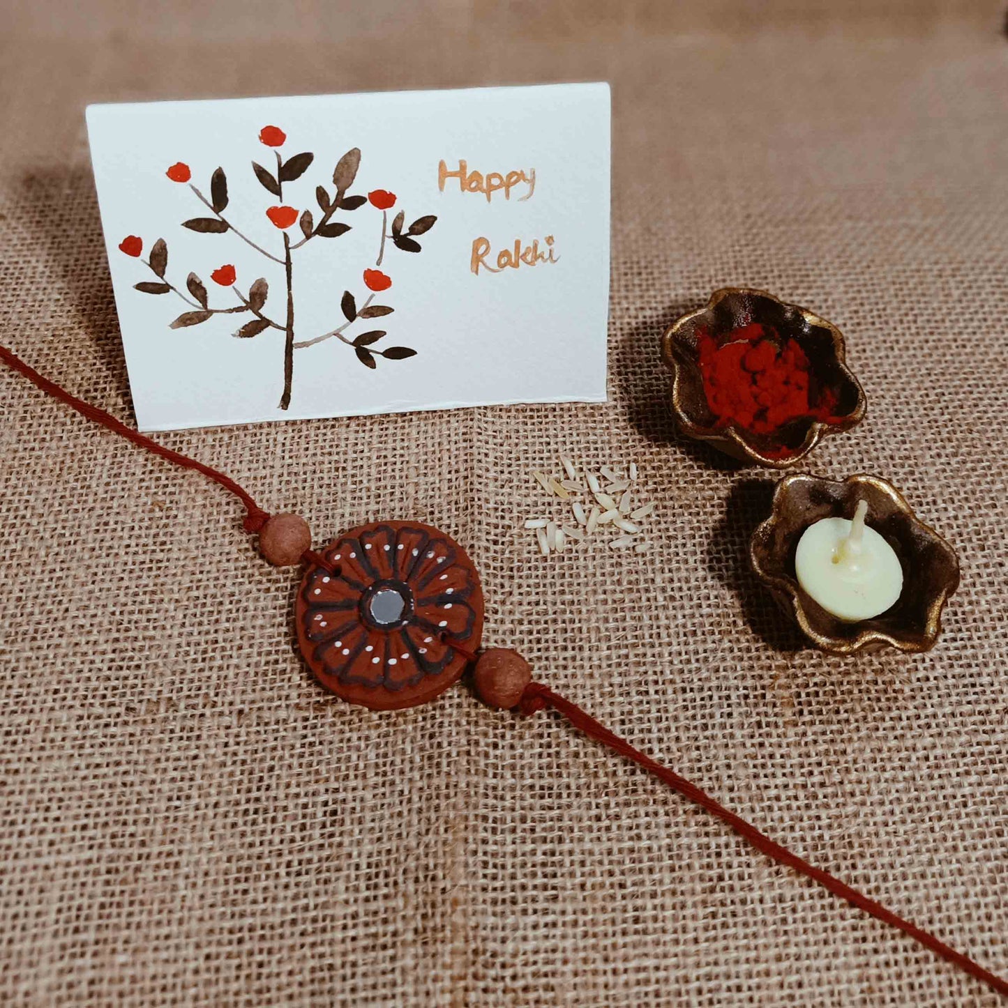 Kutch Painted Pottery Traditional Terracotta Clay Craft Rakhi Festive Hamper