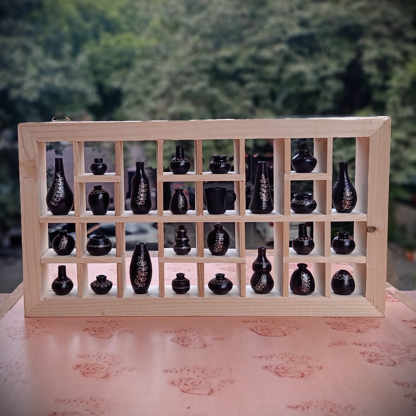 ODOP Nizamabad Black Pottery Craft Miniature Pots Wall Frame Large