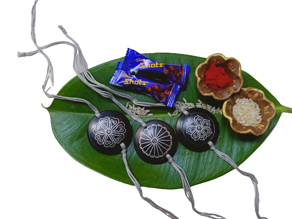 Nizamabad Black Pottery Traditional Clay Craft Rakhi Set