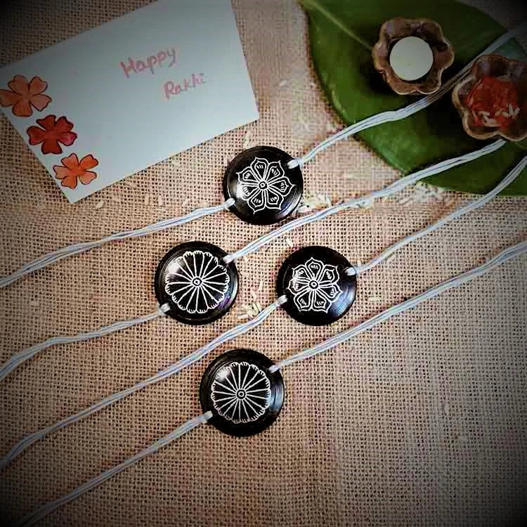 Nizamabad Black Pottery Traditional Clay Craft Rakhi Set