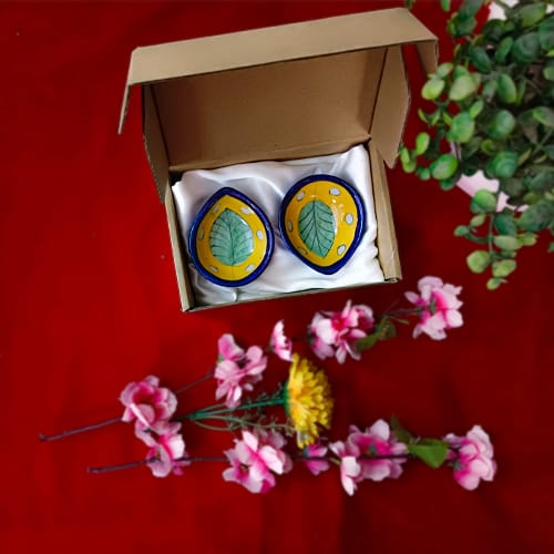 Jaipur Blue Pottery Re-usable Diyas Set of 2 Gift Pack