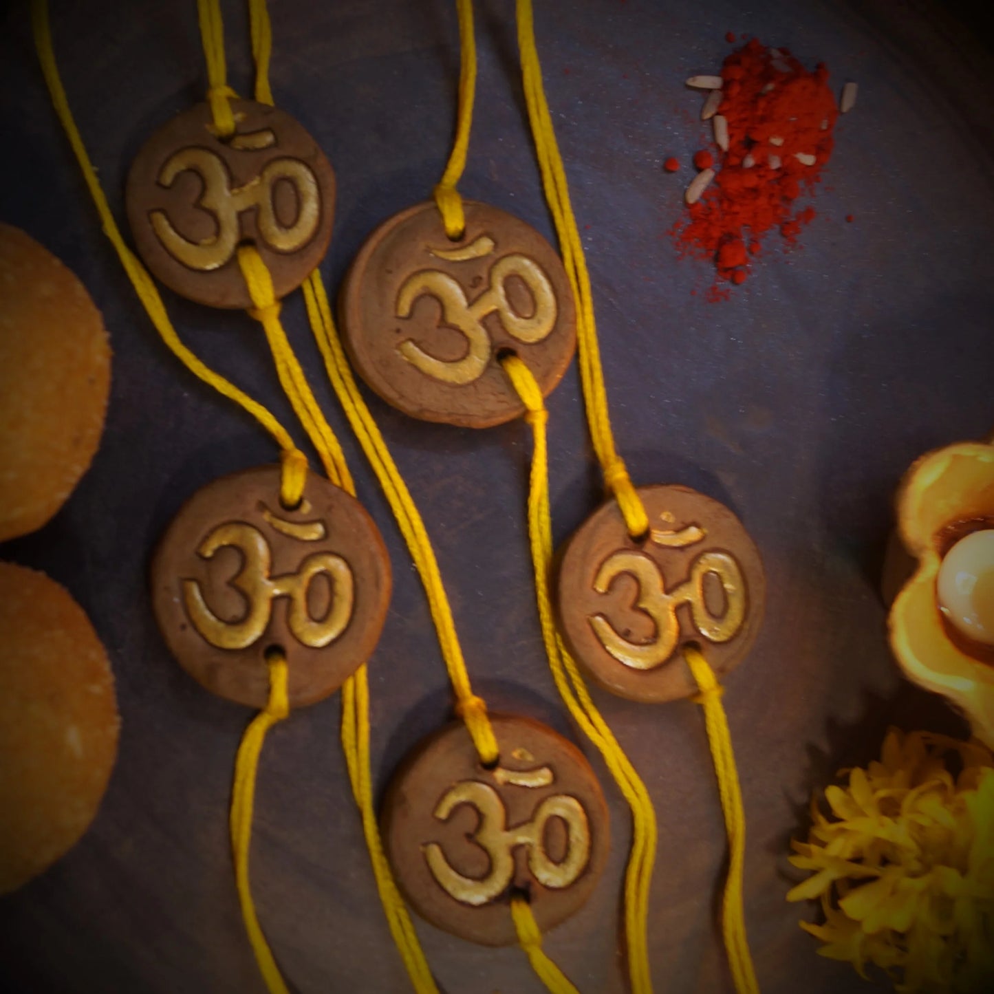 'Om' Bio-degradable Clay Rakhi Set