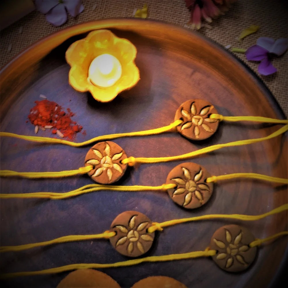 'Phool' Bio-degradable Clay Rakhi Set