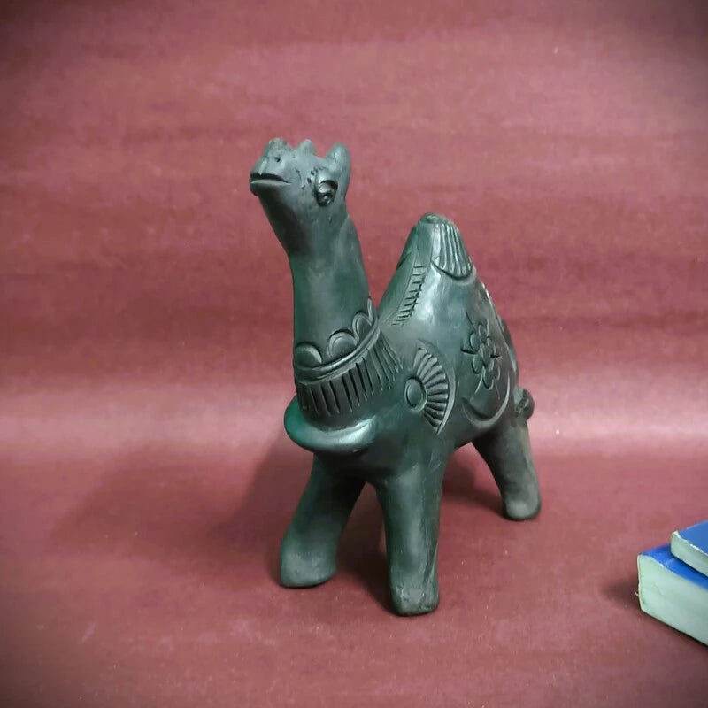 Sawai Madhopur Black Pottery Animal Figurine Camel Small