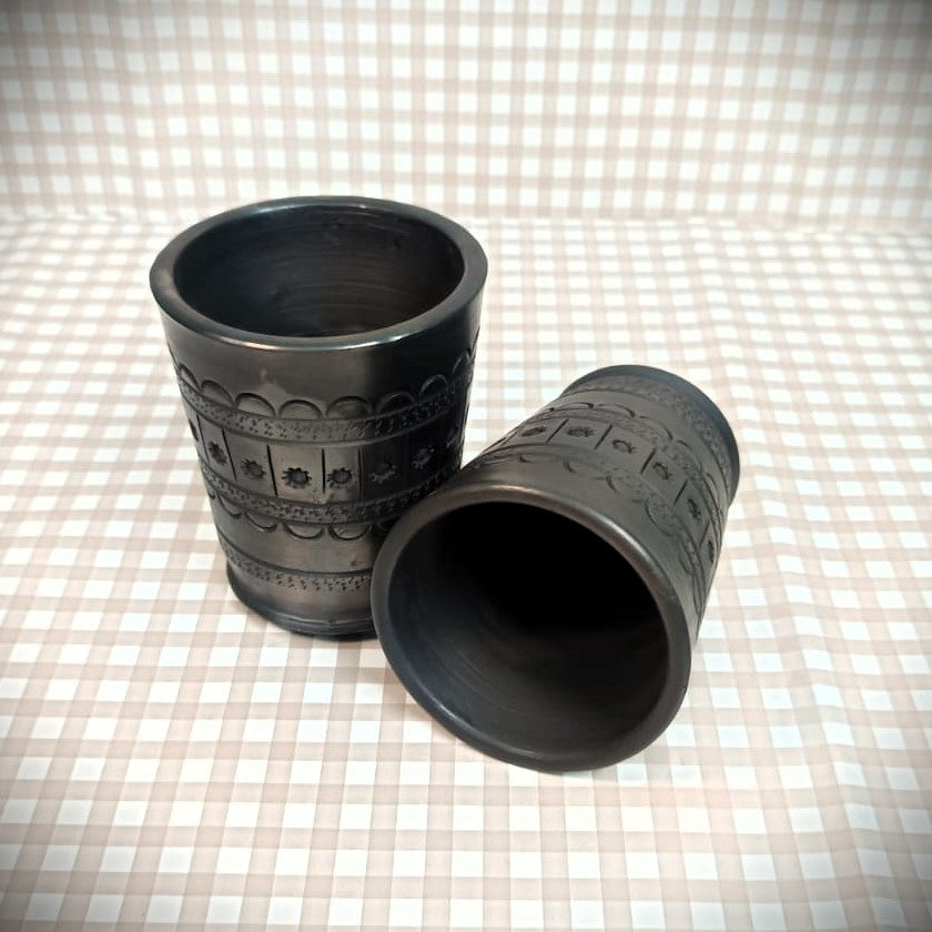 Sawai Madhopur Black Pottery Tumblers Set of 2