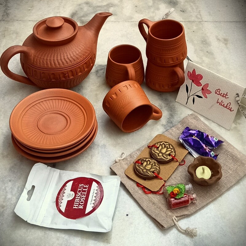 Sustainable Luxury Terracotta Pottery Tea Set