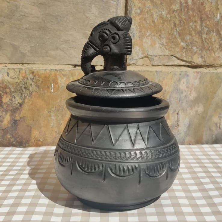 Sawai Madhopur Black Pottery Elephant Saltshaker