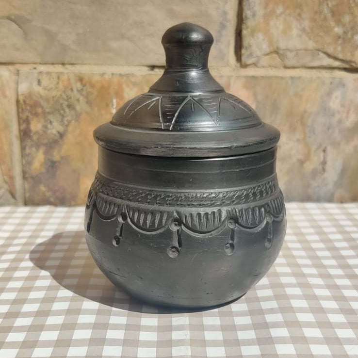 Sawai Madhopur Black Pottery Simple Salt Container