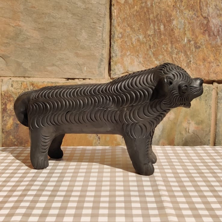 Sawai Madhopur Black Pottery Animal Figurine Standing Tiger Large