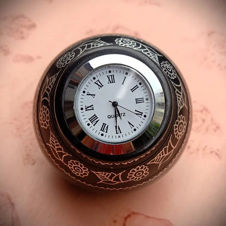 ODOP Nizamabad Black Pottery Desktop Miniature Clock