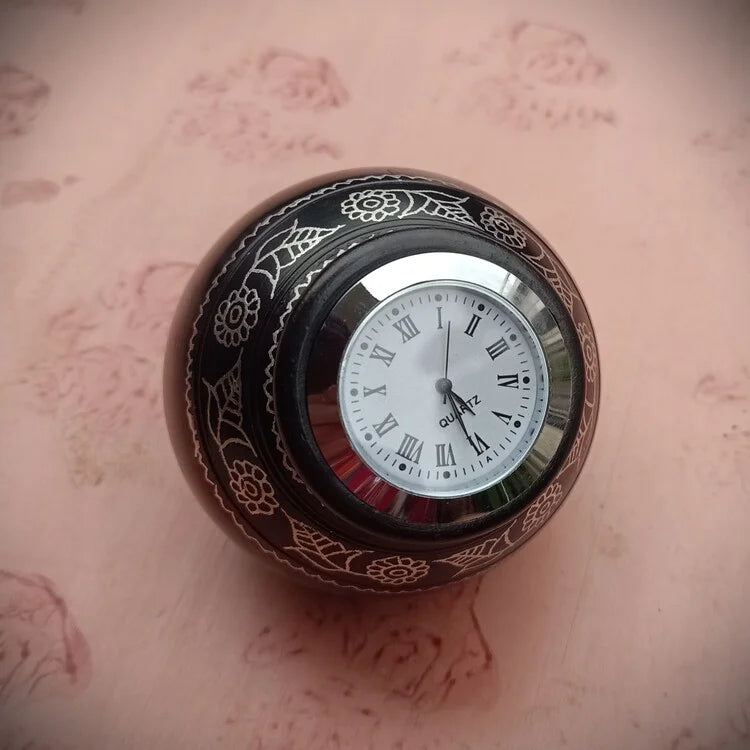ODOP Nizamabad Black Pottery Desktop Miniature Clock