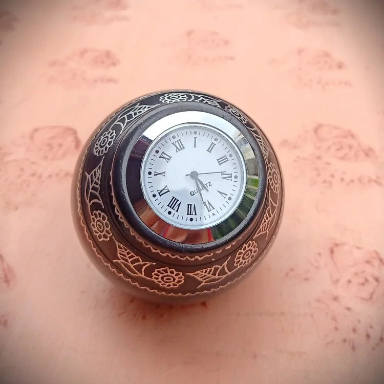ODOP Nizamabad Black Pottery Desktop Miniature Clock