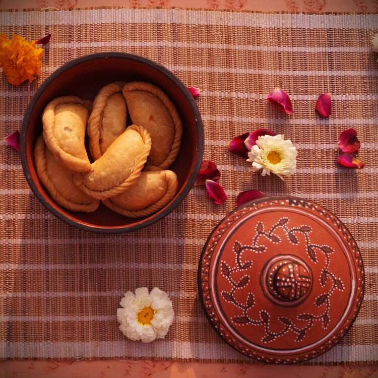 Hand-Painted Kutch Pottery Casserole