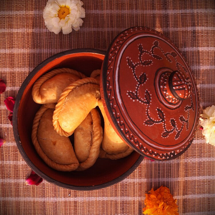 Hand-Painted Kutch Pottery Casserole