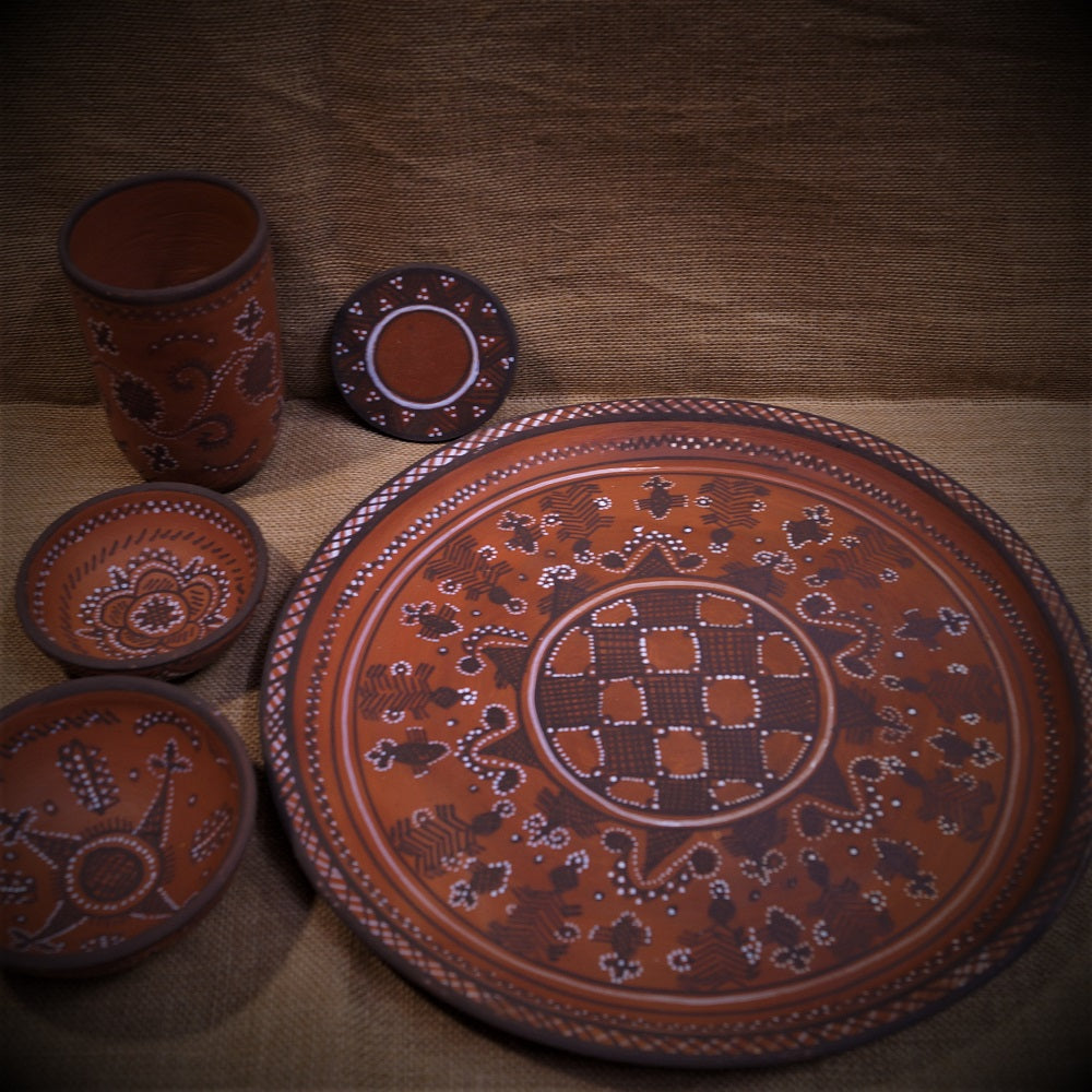 Kutch Painted Pottery Royal Dinner Set for 1
