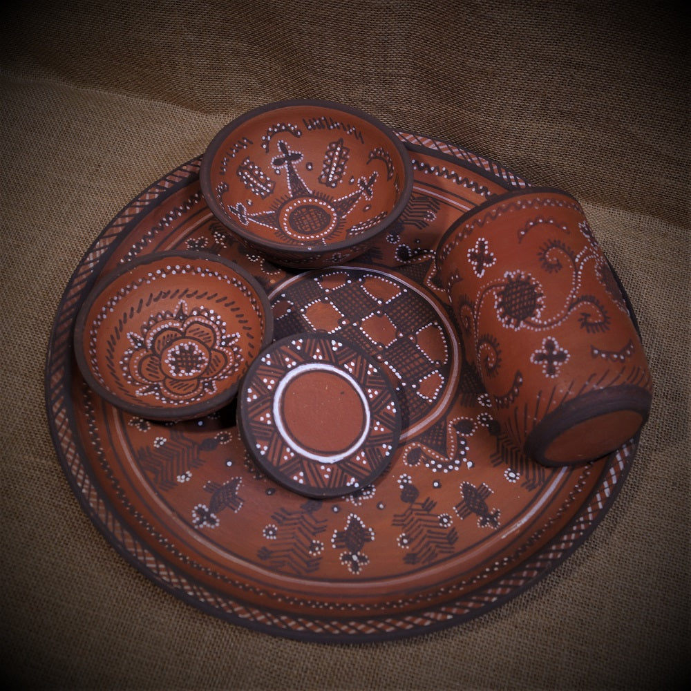 Kutch Painted Pottery Royal Dinner Set for 1