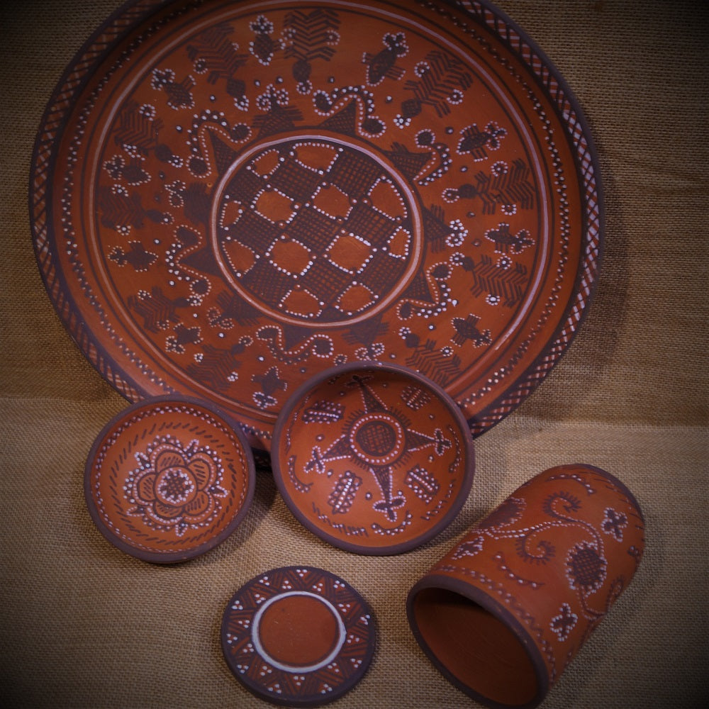 Kutch Painted Pottery Royal Dinner Set for 1