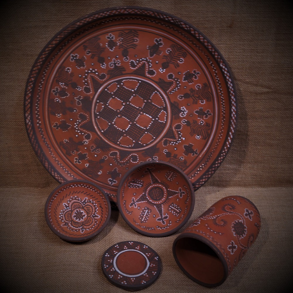 Kutch Painted Pottery Royal Dinner Set for 1