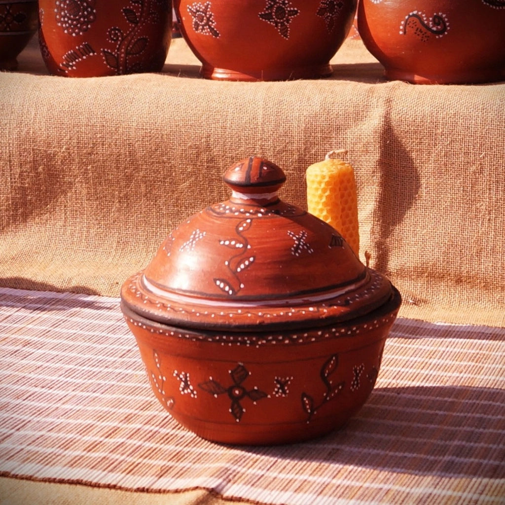 Hand-Painted Kutch Pottery Dry-Food Storage Jar