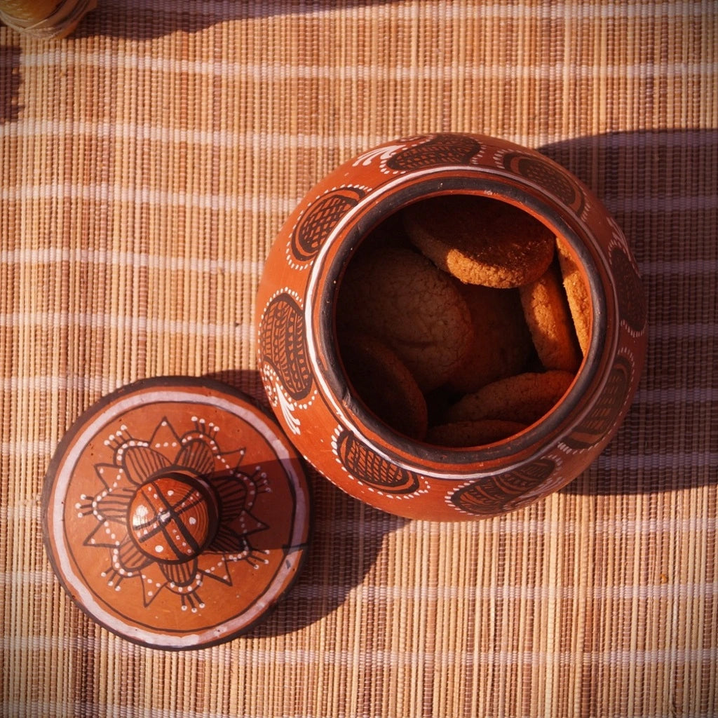 Hand-Painted Kutch Pottery Dry-Food Storage Jar
