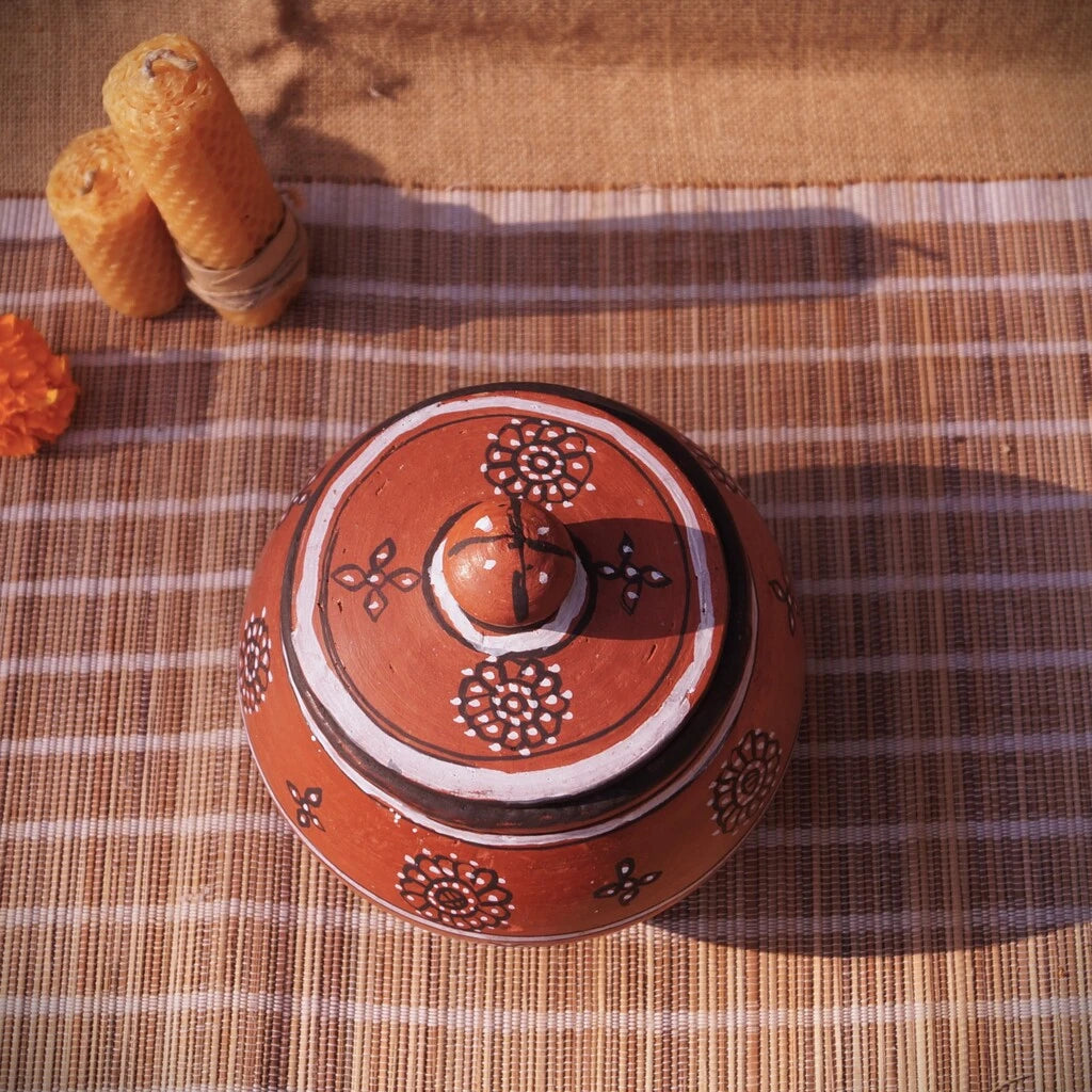 Hand-Painted Kutch Pottery Dry-Food Storage Jar