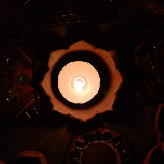 Lotus Tree of Life Diya/Tealight Holders Set of 2