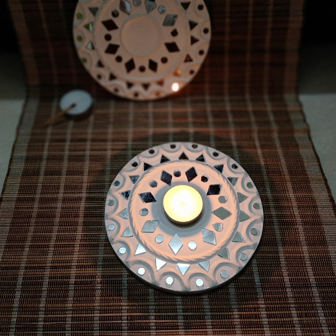 Kutch Lippan Mud & Mirror Work Tealight Holders