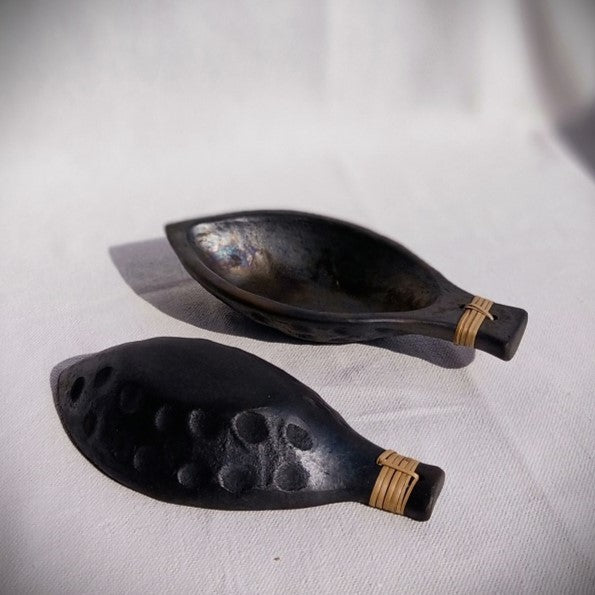 Longpi Black Pottery 'Matsya' Serving Bowls Set of 2