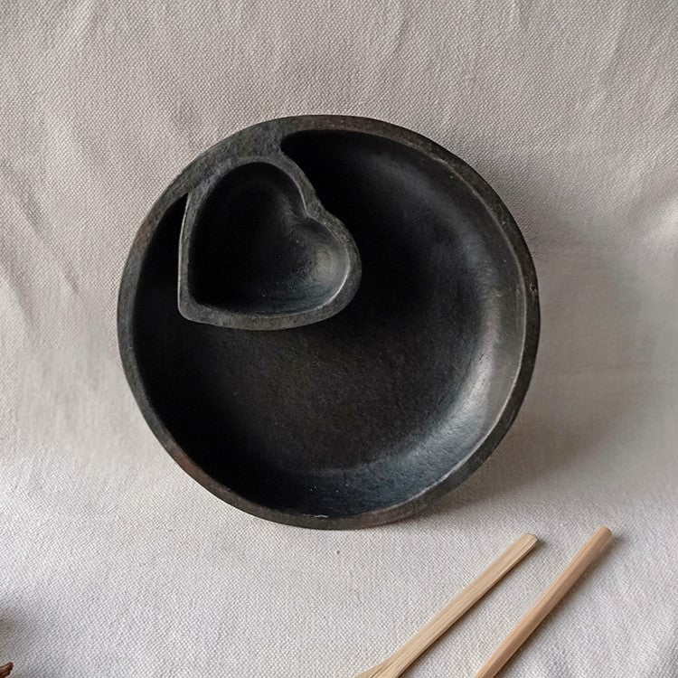 Longpi Black Pottery Chip-n-Dip or Momo Platter