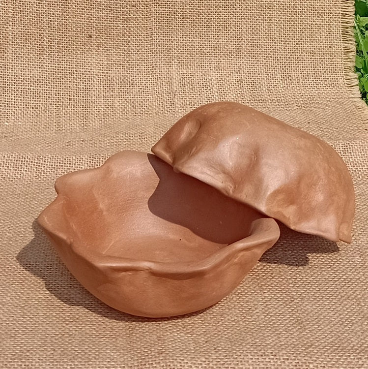 Lotus Food Safe Handcrafted Multi Purpose Terracotta Clay Bowls Set of 2
