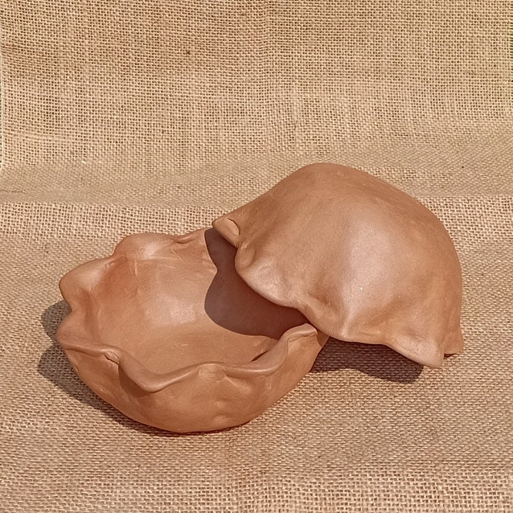 Lotus Food Safe Handcrafted Multi Purpose Terracotta Clay Bowls Set of 2