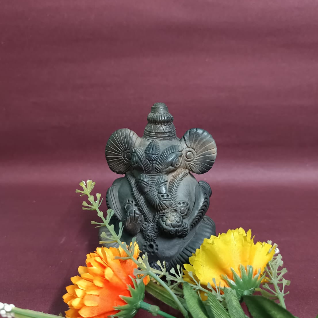 Sawai Madhopur Black Pottery Double Sided Ganpati Idol