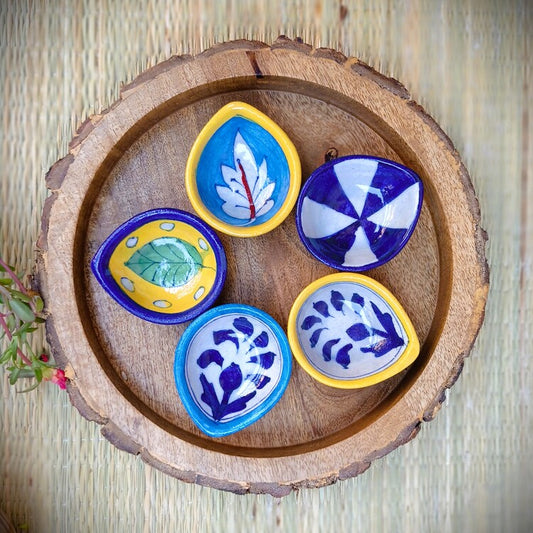 Jaipur Blue Pottery Re-usable Diyas Set of 5