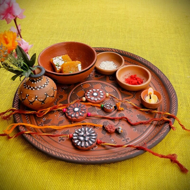 Kutch Painted Pottery Festive Platter Set