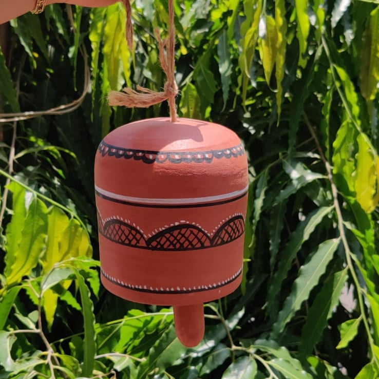 Hand-Painted Kutch Pottery Hanging Bell 1