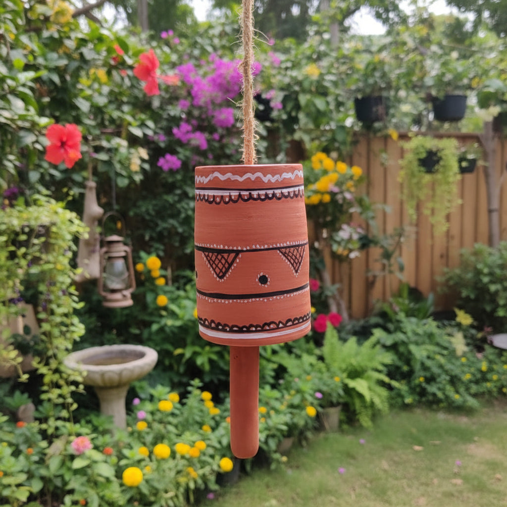 Hand-Painted Kutch Pottery Hanging Bell 2