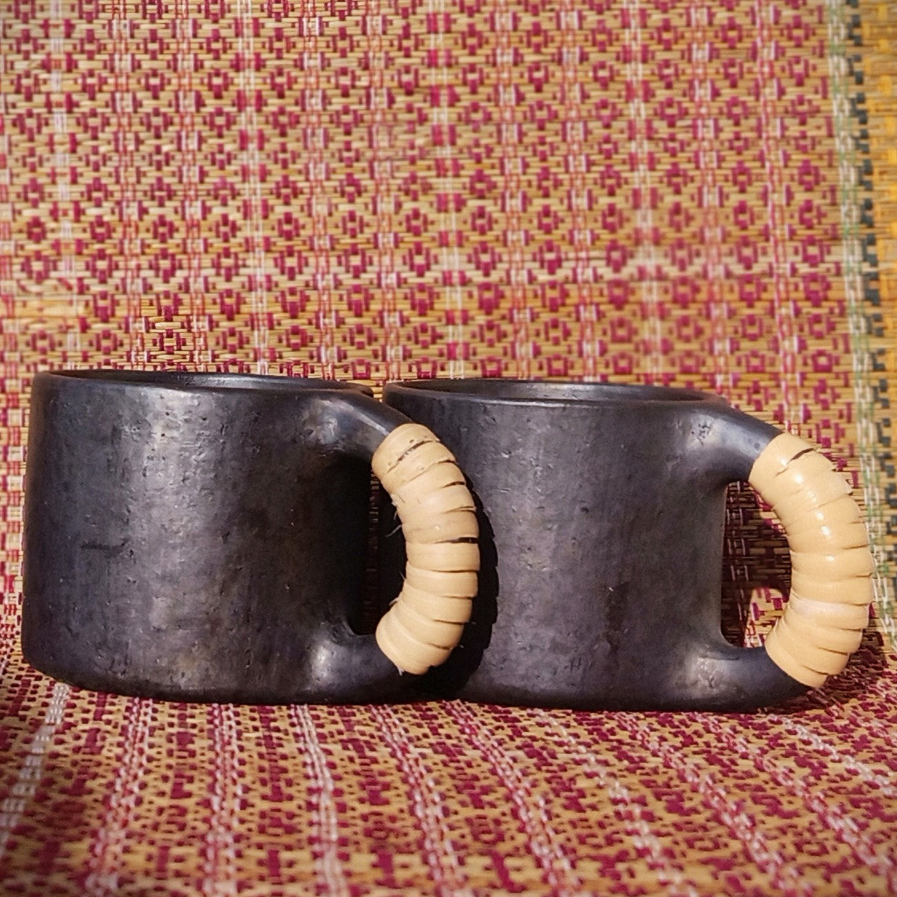 Longpi Black Pottery Tea Cups Pair