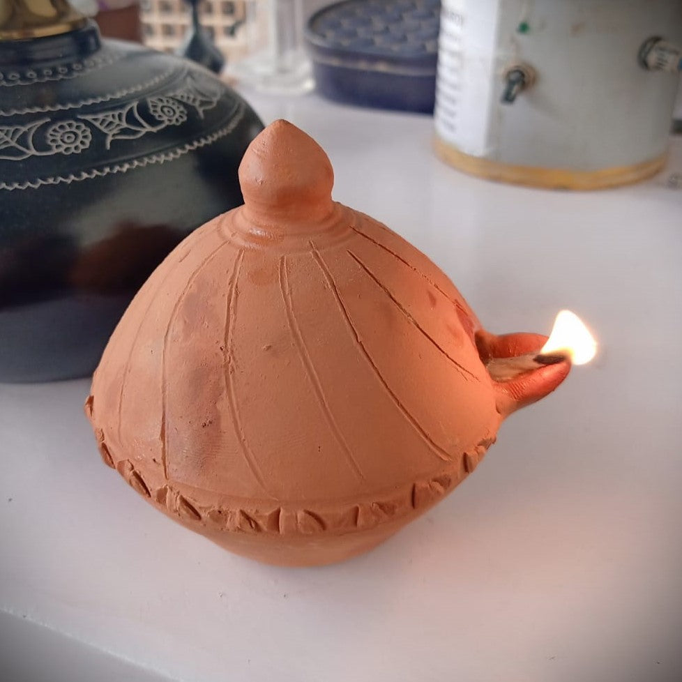 MP Terracotta Clay Magic Diya Lamp