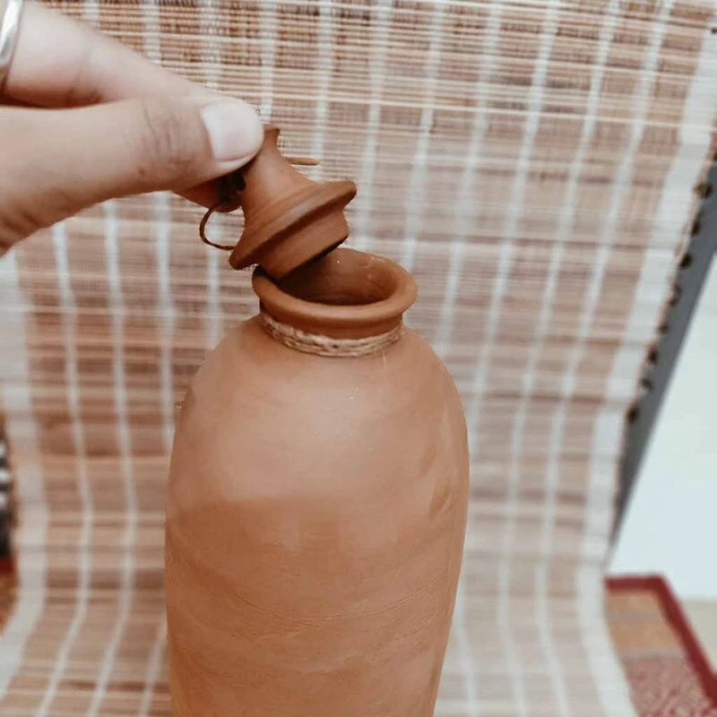 Terracotta "Matka" Water Bottle with Jute Jacket