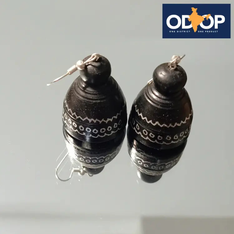 Nizamabad Black Pottery Craft Jhumki Earrings