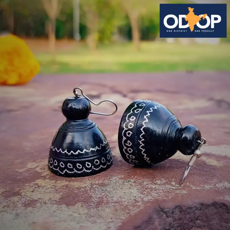 Nizamabad Black Pottery Craft Jhumki Earrings