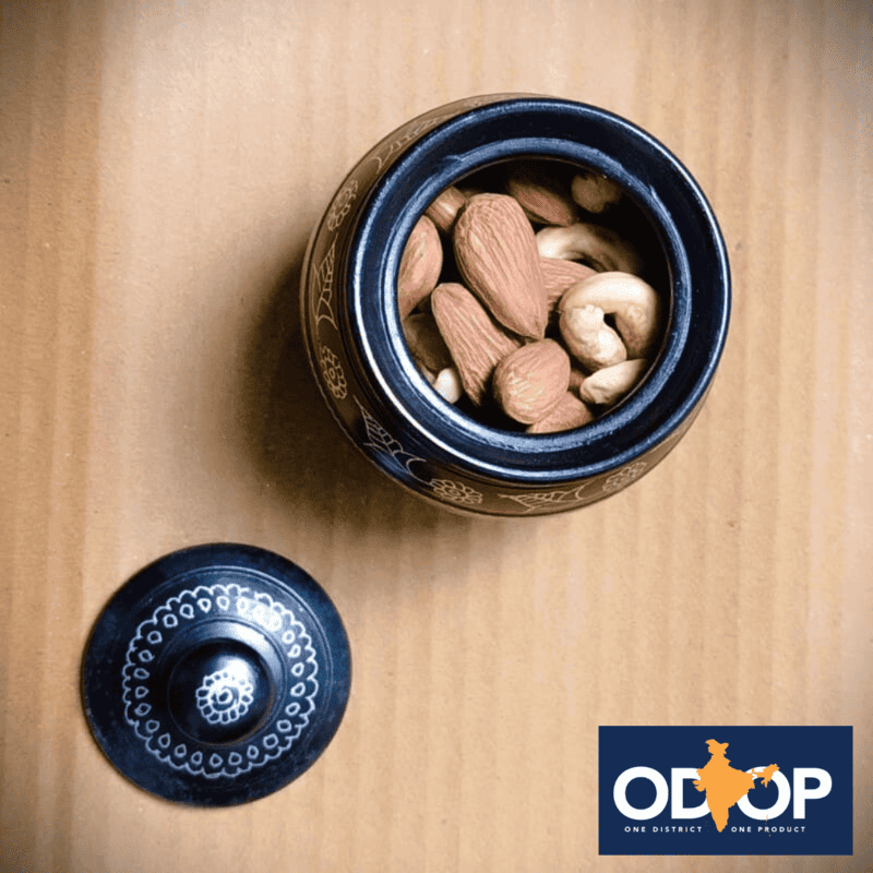 ODOP Nizamabad Black Pottery Dry Fruit Container With Lid