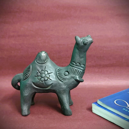 Sawai Madhopur Black Pottery Animal Figurine Camel Small