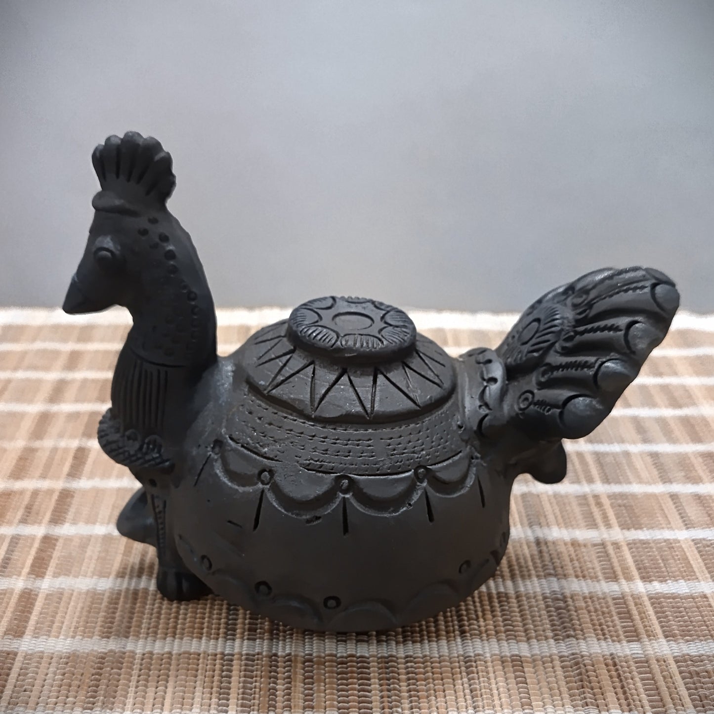 Sawai Madhopur Black Pottery Peacock Magic Diya Lamp 4