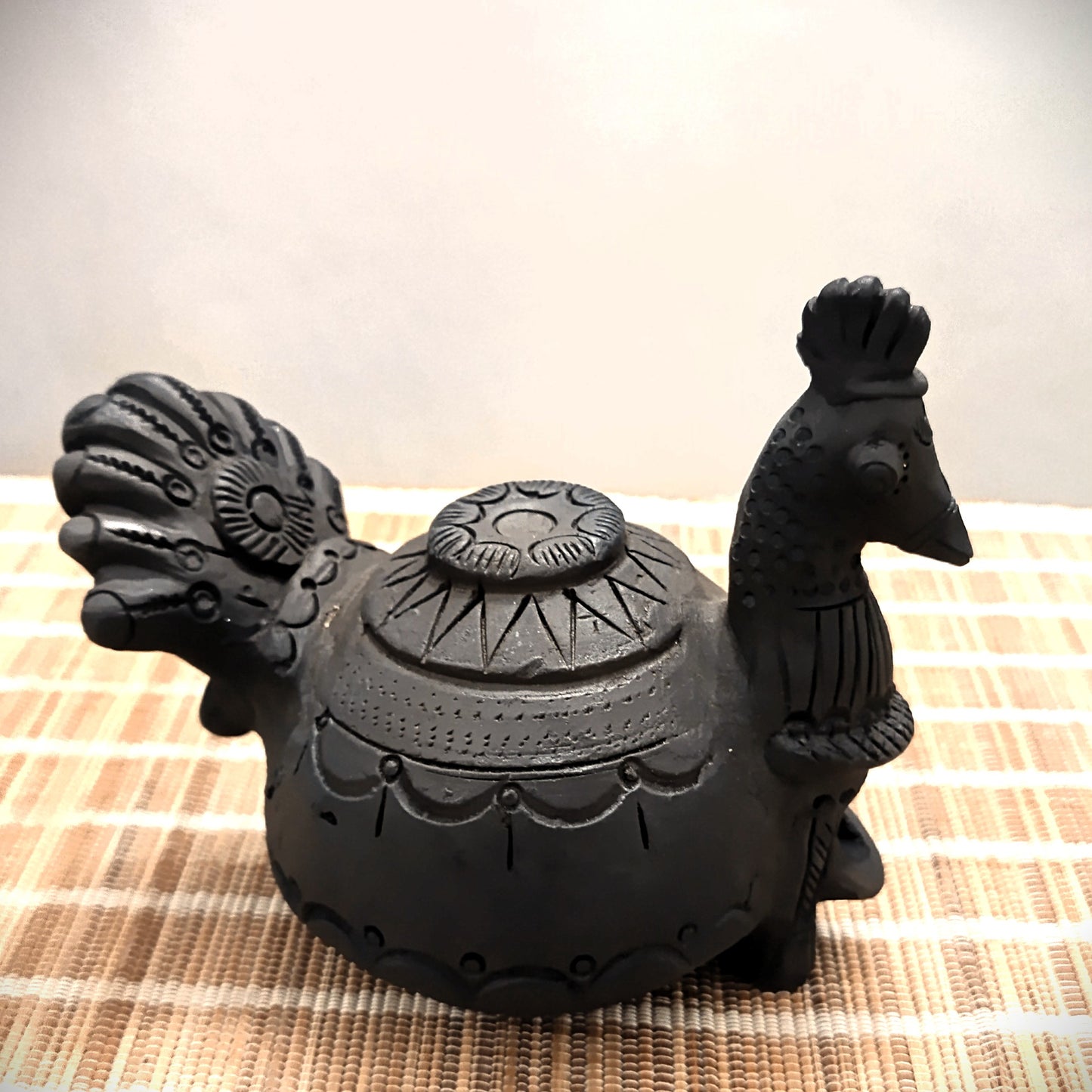 Sawai Madhopur Black Pottery Peacock Magic Diya Lamp 4