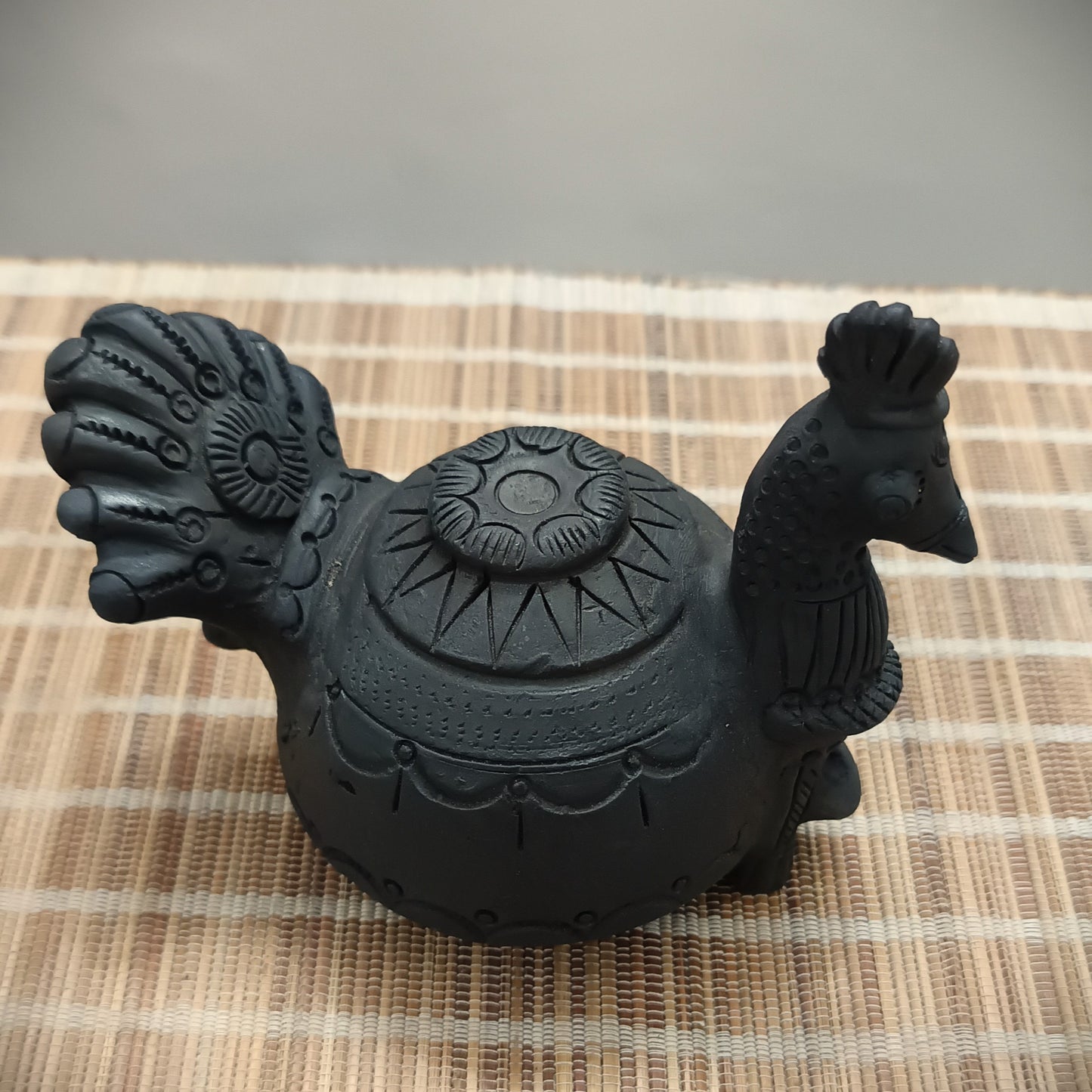 Sawai Madhopur Black Pottery Peacock Magic Diya Lamp 4