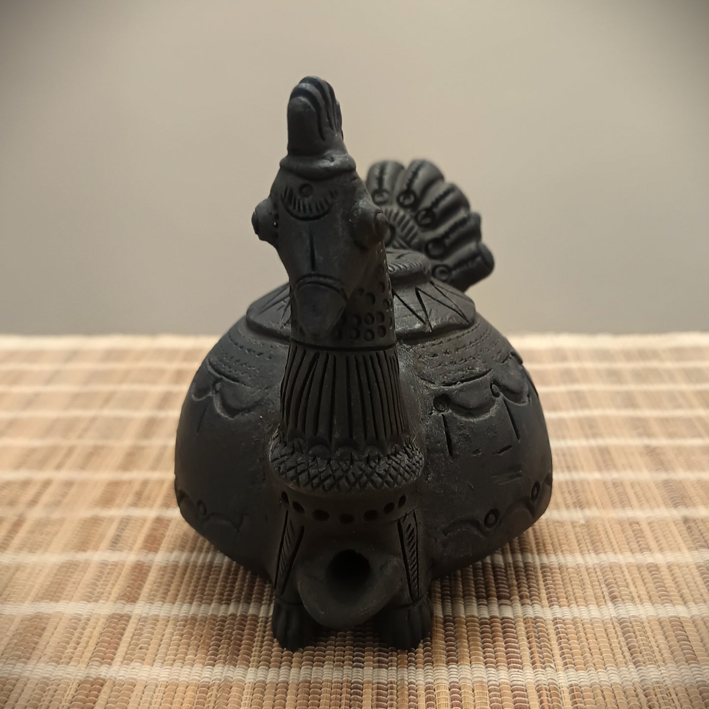 Sawai Madhopur Black Pottery Peacock Magic Diya Lamp 4