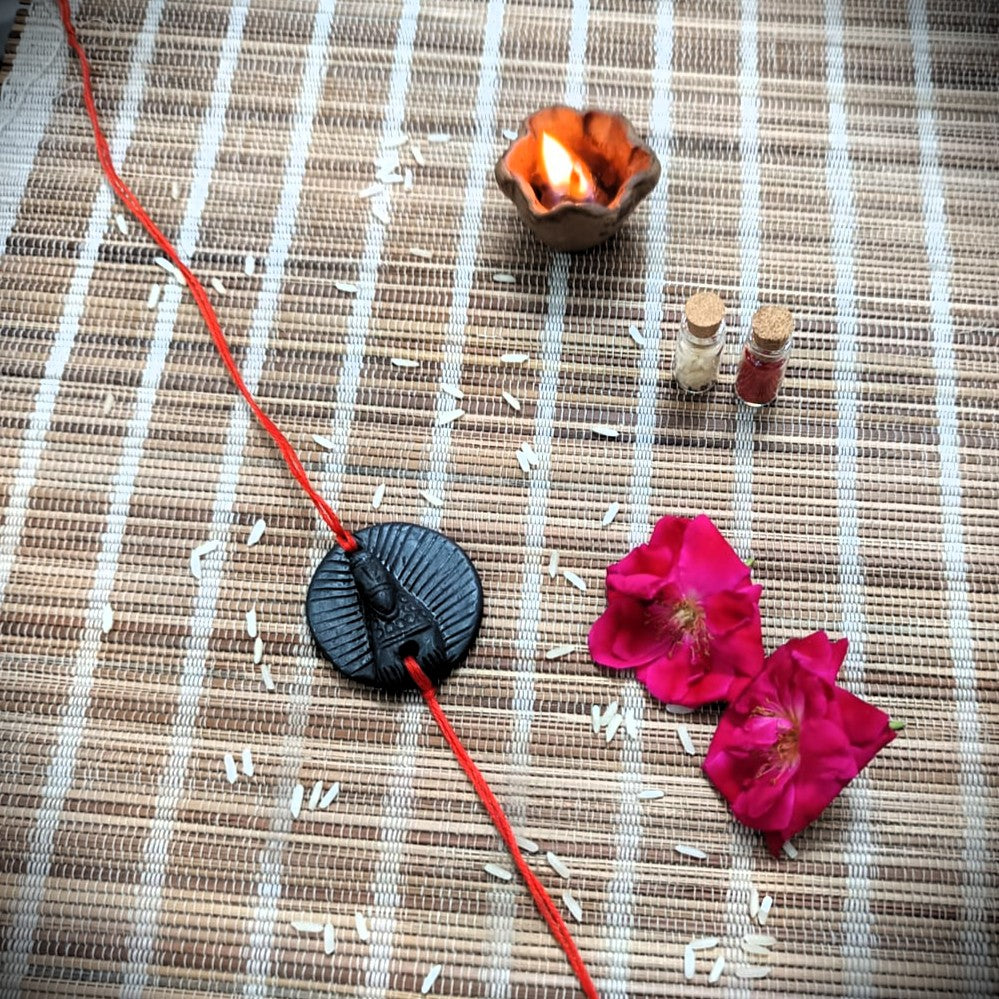 Sawai Madhopur Black Pottery Rakhi Hamper Peacock