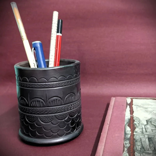 Sawai Madhopur Black Pottery Pen cum Cutlery Holder