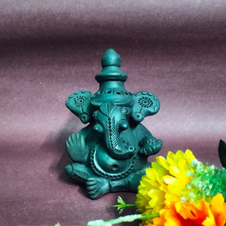 Sawai Madhopur Black Pottery Ganpati Idol Medium
